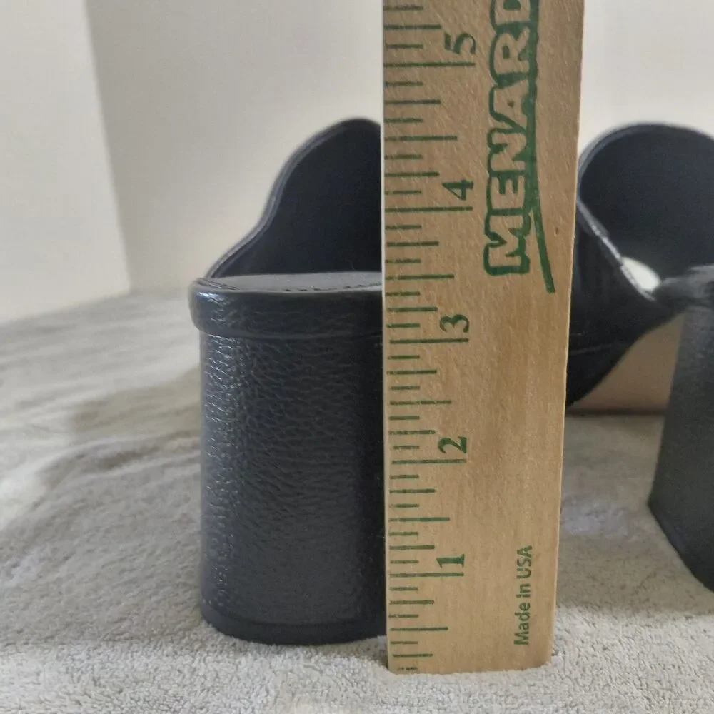 Katy Perry The Surrprise Platform Slide Sandals Womens 7.5M Black Faux Leather